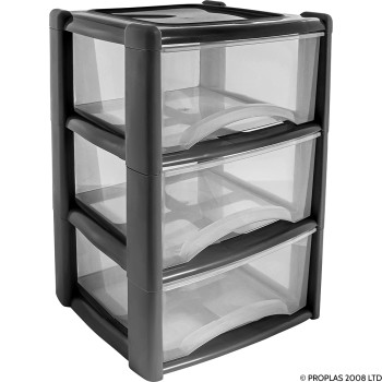 3 Drawer Tower Black