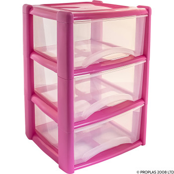 3 Drawer Tower Pink