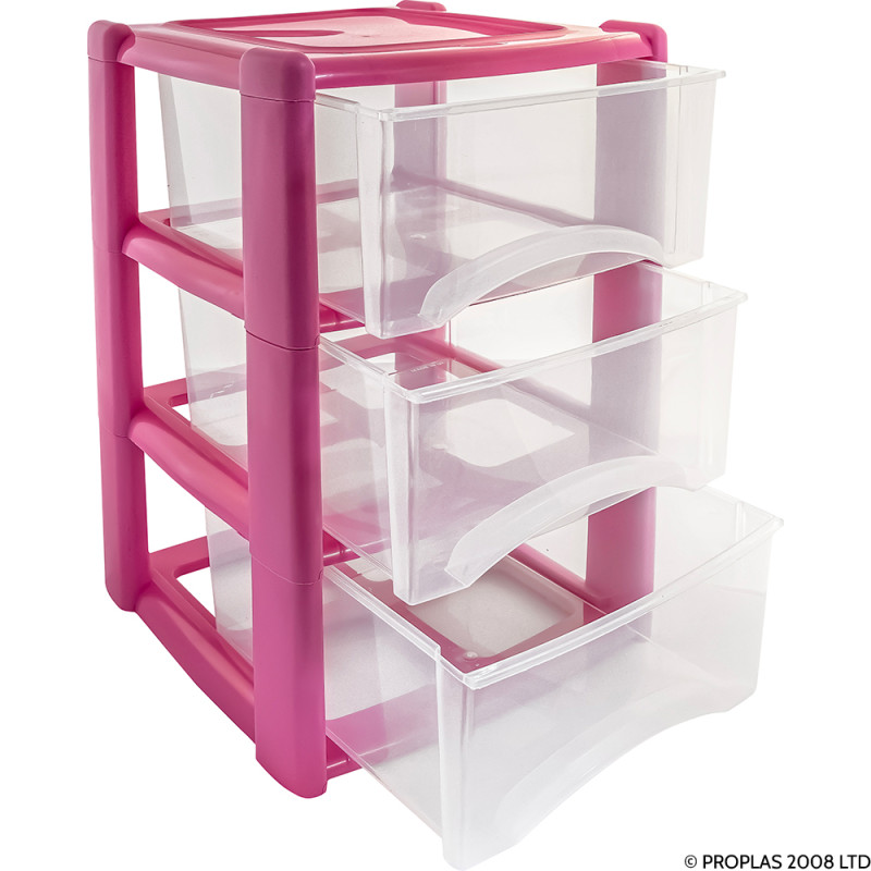 3 Drawer Tower Pink