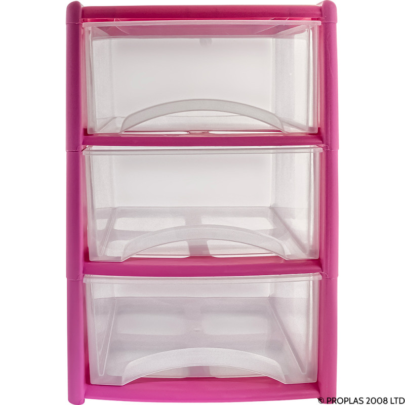 3 Drawer Tower Pink