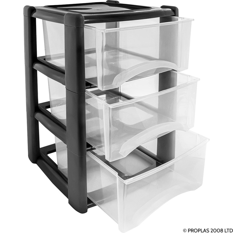 3 Drawer Tower Black