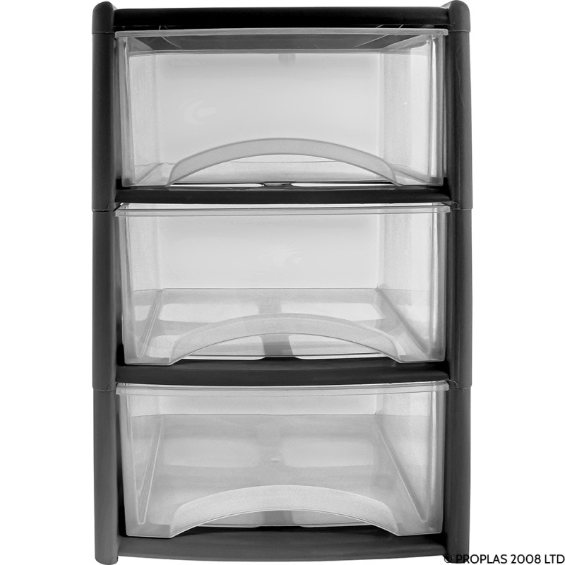 3 Drawer Tower Black