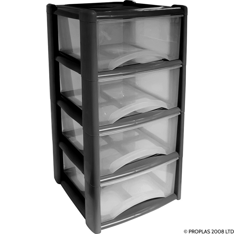 4 Drawer Tower Black